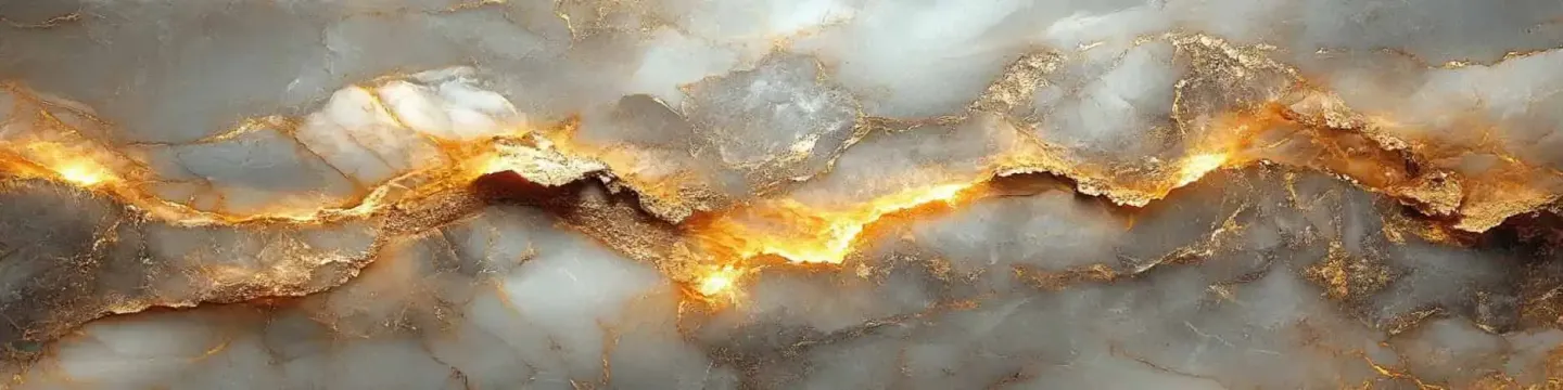 Un fond de marbre aux nuances grises et dorées, avec des veines lumineuses d'or traversant la surface, créant un effet élégant et sophistiqué