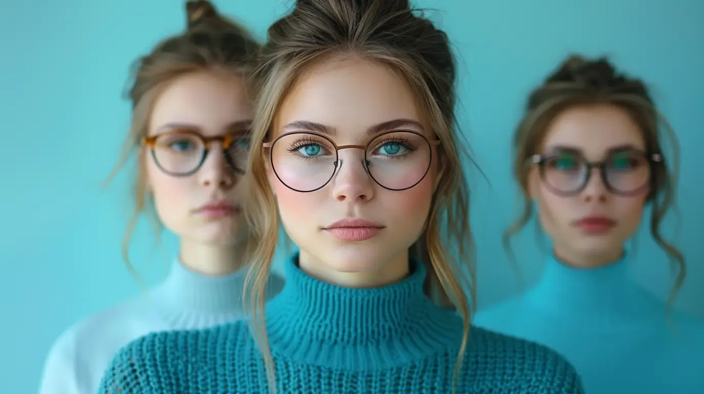 portrait de femmes aux visages ronds avec différentes formes de lunettes